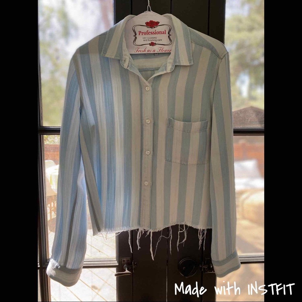 Striped denim rails button down shirt